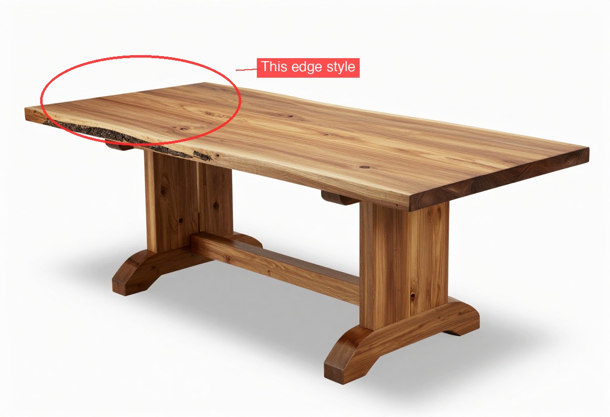 Example of marking up a reference image - highlighting table edge profile
